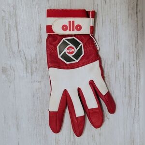 Ollo Throwing Glove Baseball / Softball, Left Hand, White, Red Leather Vintage M